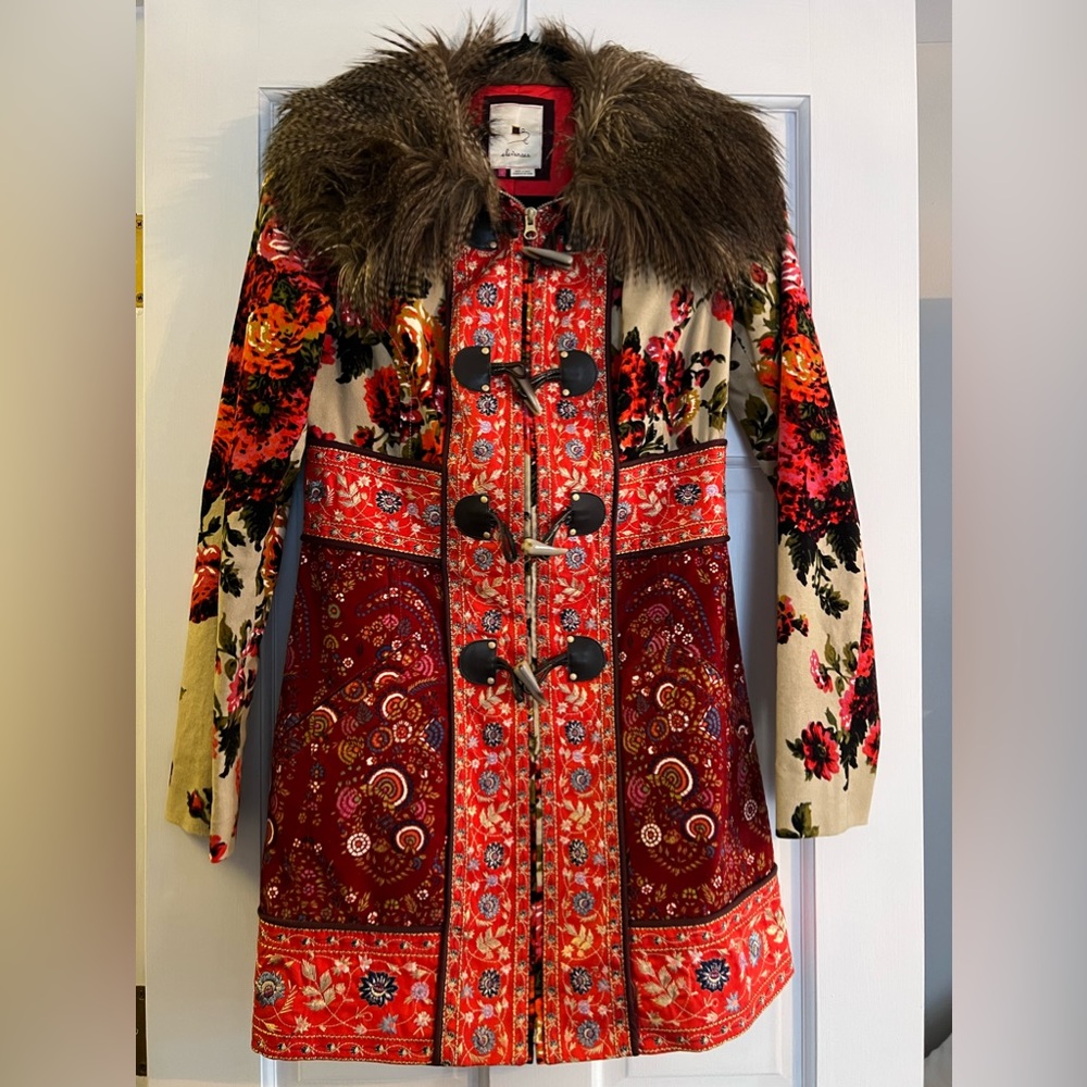 Karelia Coat by Elevenses Floral with Toggle Buttons Size 2 NWOT
